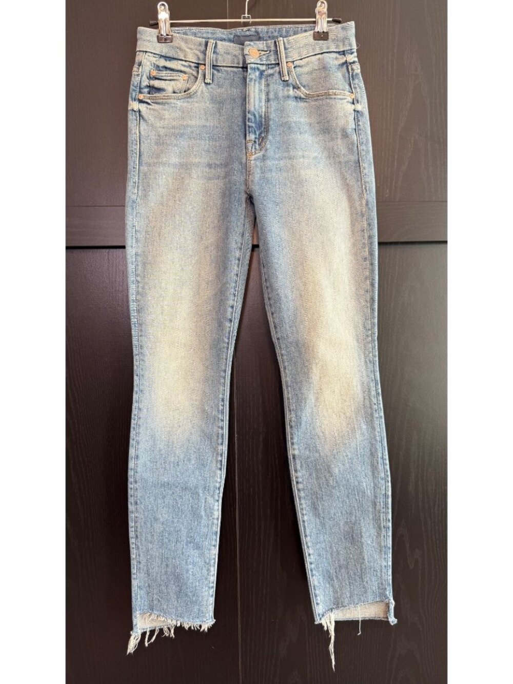 Mother The Looker Ankle Step Fray Slim Leg jeans Size 24 Blue Mid Rise Denim